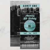 Blauwgroen meisje Basketball Birthday Ticket Kaart (Voorkant / Achterkant)