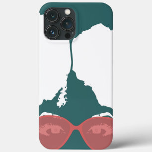 blauwgroen meisje met Afro met een roze zonnebril Case-Mate iPhone Case