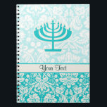 Blauwgroen Menorah Notitieboek<br><div class="desc">Je zult van dit schattige blauwgroen damesontwerp houden. Geweldig voor cadeautjes! Verkrijgbaar op T-shirts, smartphones, muismatten, sleutelhangers, posters, kaarten, elektronische omhulsels, sleeves voor computerlaptops, petten, mokken en nog veel meer! Bezoek onze site voor een hoesje met een aangepast cadeau voor Samsung Galaxy S3, iphone 5, HTC vivid / Raider 4...</div>