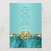 blauwgroen menu damask bruiloft sjabloon (Achterkant)