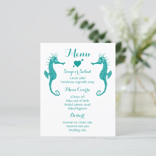 Blauwgroen menuzeepaardhuwelijk - Beach Nautical (Staand voorkant)