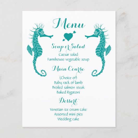 Blauwgroen menuzeepaardhuwelijk - Beach Nautical (Voorkant)