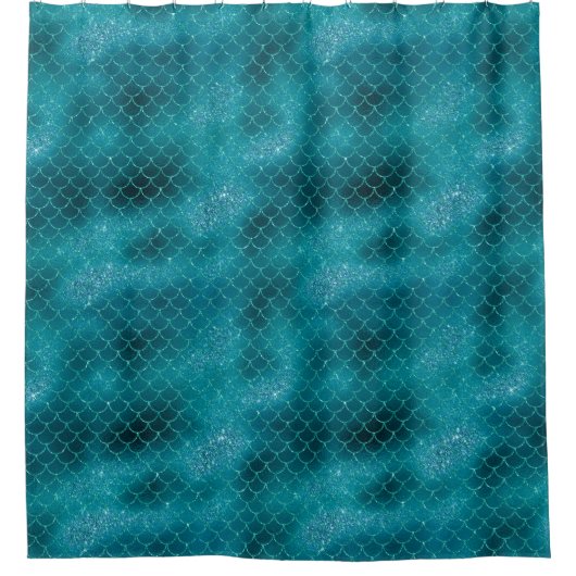 Blauwgroen mermaid Sparkle Douchegordijn (Voorkant)