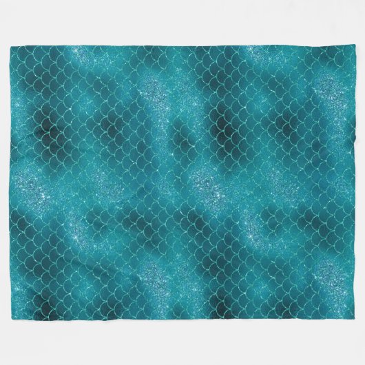 Blauwgroen mermaid Sparkle Fleece Deken (Voorkant (Horizontaal))
