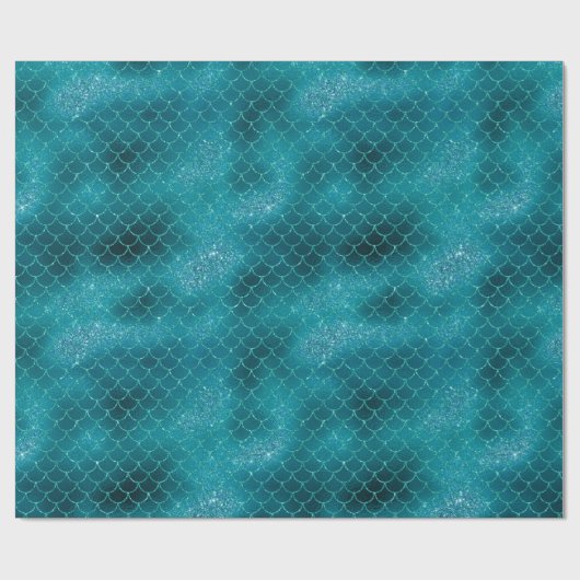 Blauwgroen mermaid Sparkle Glitter Cadeaupapier (Vlak)