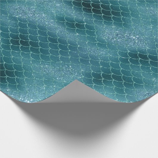 Blauwgroen mermaid Sparkle Glitter Cadeaupapier (Hoek)