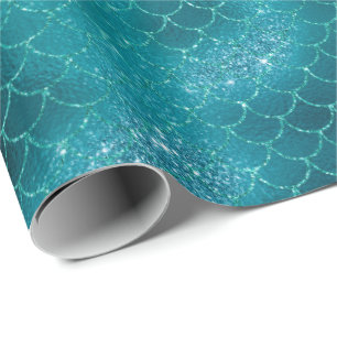 Blauwgroen mermaid Sparkle Glitter Cadeaupapier