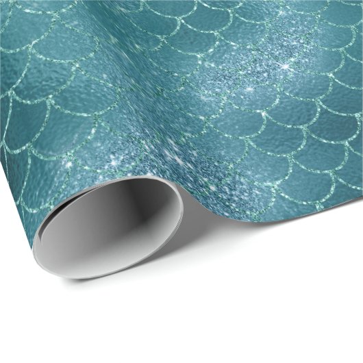 Blauwgroen mermaid Sparkle Glitter Cadeaupapier (Rol Hoek)