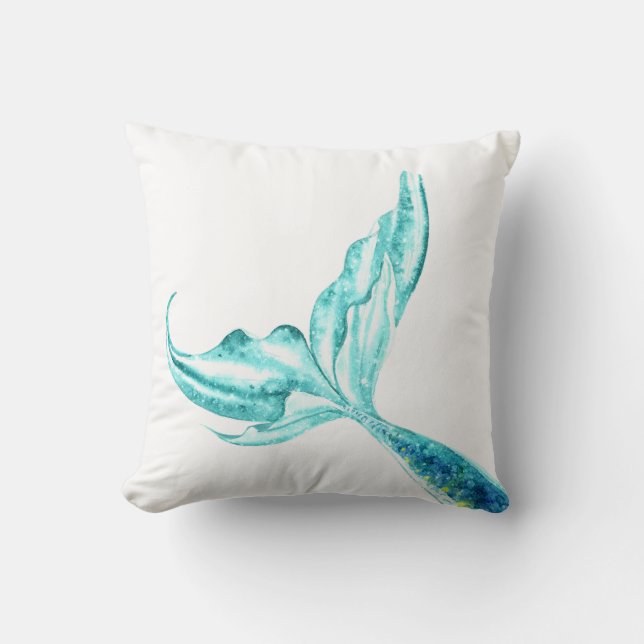 Blauwgroen mermaid Tail Pillow Kussen (Voorkant)