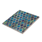 Blauwgroen mermaïdeweegschalen tegeltje (Zijkant)