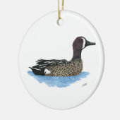 Blauwgroen met blauwe vleugels keramisch ornament (Links)