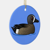 Blauwgroen met blauwe vleugels keramisch ornament (Rechts)