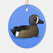 Blauwgroen met blauwe vleugels keramisch ornament (Links)