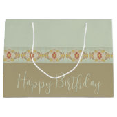 Blauwgroen met bruin en goud groot cadeauzakje (Voorkant)