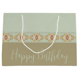 Blauwgroen met bruin en goud groot cadeauzakje