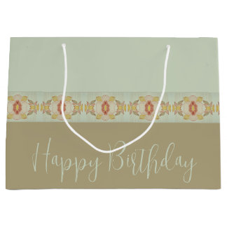 Blauwgroen met bruin en goud groot cadeauzakje