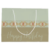 Blauwgroen met bruin en goud groot cadeauzakje (Achterkant)