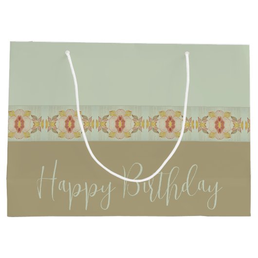 Blauwgroen met bruin en goud groot cadeauzakje (Achterkant)