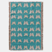 Blauwgroen met Butterflies Throw Blanket Deken (Voorkant Verticaal)