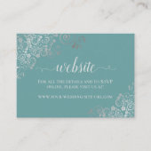 Blauwgroen met de Elegant Silver Lace Wedding Webs Informatiekaartje (Voorkant)