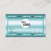 Blauwgroen met diamanten en professionele Logo Visitekaartje (Voorkant)