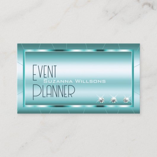 Blauwgroen met diamanten en stijlvol Logo Visitekaartje (Voorkant)