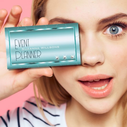 Blauwgroen met diamanten en stijlvol Logo Visitekaartje