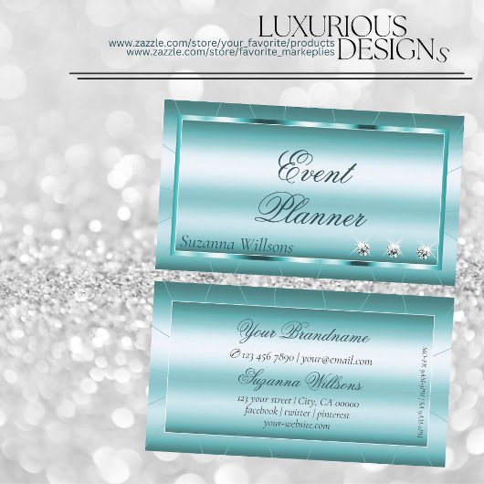 Blauwgroen met Diamonds Professional Modern Visitekaartje