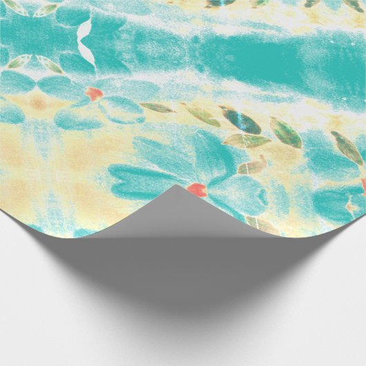 Blauwgroen met Floral Cadeaupapier (Hoek)