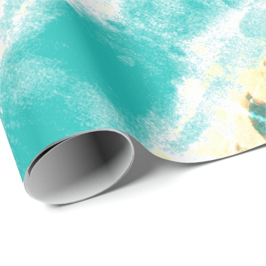 Blauwgroen met Floral Cadeaupapier (Rol Hoek)