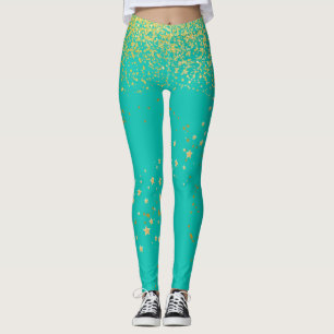 Blauwgroen met Gold Accent-Leggings Leggings