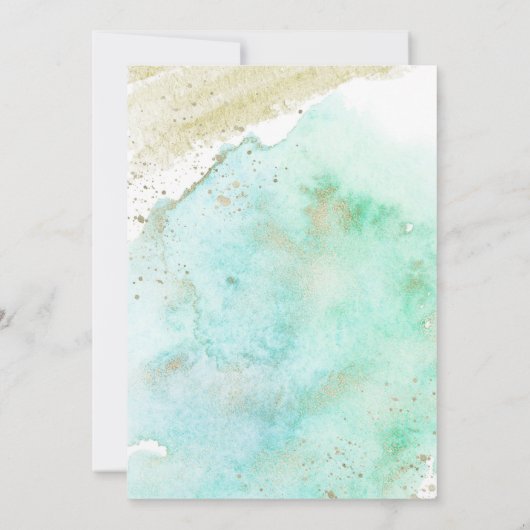 Blauwgroen met Gold Bubbles & Bourbon Ocean Shower Kaart (Achterkant)