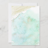 Blauwgroen met Gold Ocean Wedding Beach Save The Date (Achterkant)