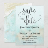 Blauwgroen met Gold Ocean Wedding Beach Save The Date (Voorkant / Achterkant)