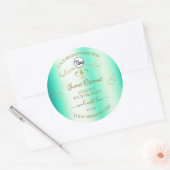 Blauwgroen met Gold  Ornamenten Productlabel Logo Ronde Sticker (Envelop)