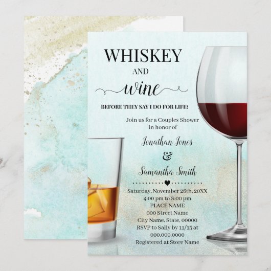 Blauwgroen met Gold Whiskey & wine voordat ik douc Kaart (Voorkant / Achterkant)