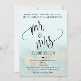 Blauwgroen met goud voordat ik doe Mr & Mrs Couple Kaart