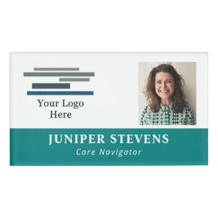 Blauwgroen met Logo & ID Photo Employee Naambadge