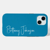 Blauwgroen met monogram Case-Mate iPhone case (Achterkant (horizontaal))