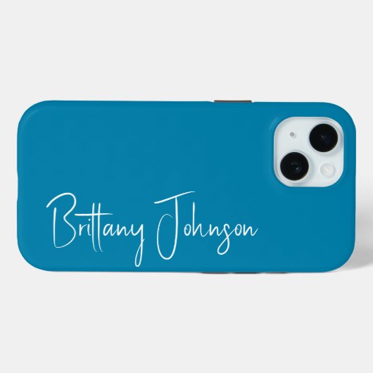 Blauwgroen met monogram Case-Mate iPhone case (Achterkant (horizontaal))