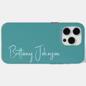 Blauwgroen met monogram Case-Mate iPhone case (Achterkant (horizontaal))