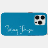 Blauwgroen met monogram Case-Mate iPhone case (Achterkant (horizontaal))