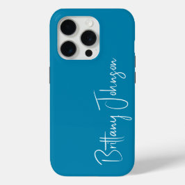 Blauwgroen met monogram iPhone 15 pro case