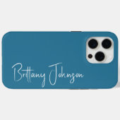 Blauwgroen met monogram Case-Mate iPhone case (Achterkant (horizontaal))