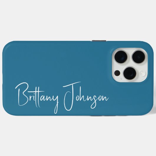 Blauwgroen met monogram Case-Mate iPhone case (Achterkant (horizontaal))