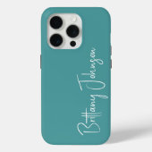 Blauwgroen met monogram Case-Mate iPhone case (Achterkant)