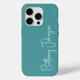 Blauwgroen met monogram iPhone 15 pro case