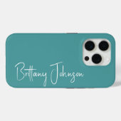 Blauwgroen met monogram Case-Mate iPhone case (Achterkant (horizontaal))