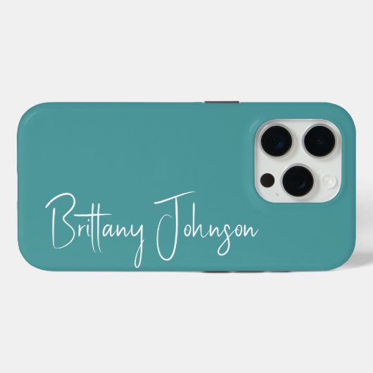 Blauwgroen met monogram Case-Mate iPhone case (Achterkant (horizontaal))