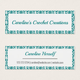 Blauwgroen met Visitekaartje Wit haakpatroon